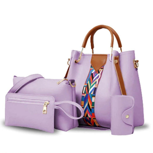 BagX - Capri 4 Pcs Lilac PU Leather Handbag, Lilac