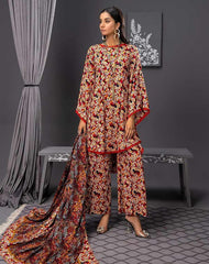 3 Pcs Women Unstitched Linen Printed Suit -Soha