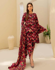 3 Pcs Women Unstitched  Viscose Printed Suite