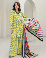 3 Pcs Women Unstitched Slub linen Printed Suit -Rania