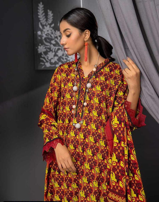 3 Pcs Women Unstitched Linen Printed Suit -Soha