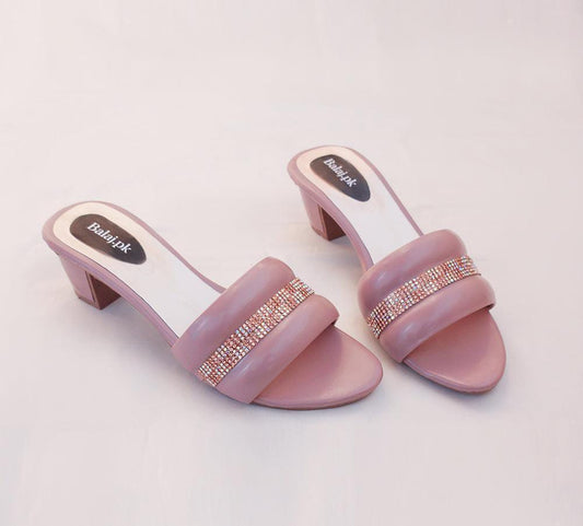 Women's Rexine Elegant Heels Shoes- 7833, Pink