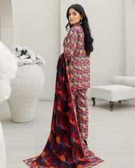 3 Pcs Women Unstitched Slub linen Printed Suit -Rania