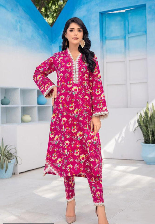 2  pcs women unstoitched khaddar printed suit TKC-04