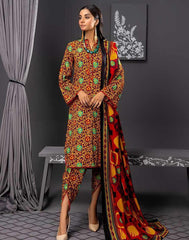 3 Pcs Women Unstitched Linen Printed Suit -Soha