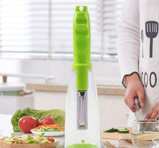 Stainless steel vegetable peeler with container