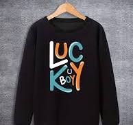 Boys Flees Sweatshirt - Cute Print Lucky Boy