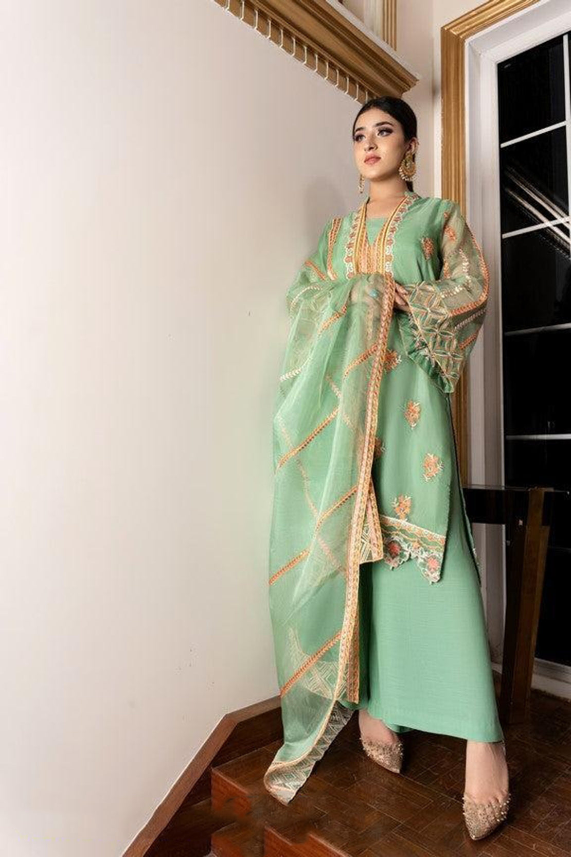 3Pcs Norans Chiffon Embroided Suit