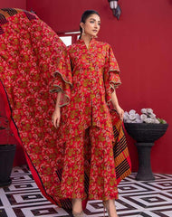 3 Pcs Women Unstitched Linen Printed Suit - Soha