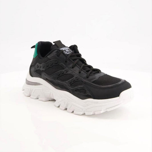 Men's Mesh And PU leather Sneakers, Black